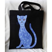 Сумка-торбочка “Кошка“ для покупок, материал саржа, авторский рисунок фото