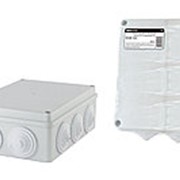 Распаячная коробка ОП 190х140х70мм, крышка, IP44, 10 гермовводов, инд. штрихкод, TDM фотография
