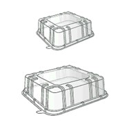 Контейнеры для квадратных тортов Actipack прозрачная куполообразная крышка