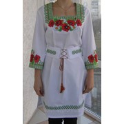 Платье вишитое “Весна“ с корсетным поясом фото