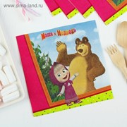 Бумажные салфетки «Маша и Медведь», 33 см, набор 12 шт. фото