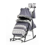 Санки-коляска Kristy Luxe Premium Soft Plus Серый фото