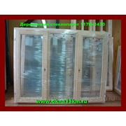 Деревянное окно со стеклопакетом размер 1170х1470(трехстворчатое) ДВЕ СТВОРКИ ОТКРЫВАЮТСЯ фото