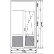 Двойная балконная дверь с фрамугой, поворотно-откидная 1400*2600 Rehau, двухкамерное