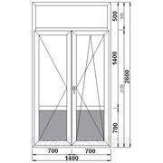 Двойная балконная дверь с фрамугой, поворотно-откидной и поворотной дверями 1400*2600 Rehau, двухкамерное