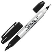 Маркер “Sharpie“ Twin Tip черный, 0,3-1мм, двухсторонний, пулевидный наконечник, перманентный фотография