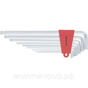 Набор ключей имбусовых HEX, 1.5-10 мм, CrV, 9 шт, экстра-длинные, c шаром, сатин Matrix фото