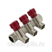Распределительный коллектор ST SM-8043R 3/4“ - (3 x 1/2“ M) с краном фото