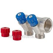 Коллектор 1“ на 3 отверстия с регулирующими вентилями,с резьбой 3/4“ под “евроконус“ и комплектом ручек фото