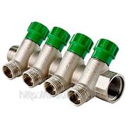 Коллектор 1“ на 3 отверстия с регулирующими вентилями, с резьбой 1/2“ фото