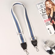 Ручка для сумки, стропа с кожаной вставкой, 140 x 3,8 см, цвет белый/серый/синий фото