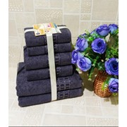 Подарочный набор полотенец 6 шт темно-синий фото