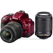 Зеркальный фотоаппарат Nikon D5200 Kit 18-55VR 55-200VR Red фотография