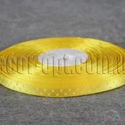 Лента атласная желтая с горохом 0,6 см 50 м 4327 фото