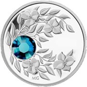 Монета с лазурным кристаллом Циркон, серебро