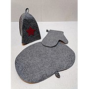 Набор банный Звезда шапка рукавица коврик Б32321 фотография