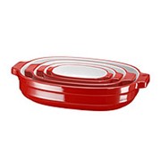 Набор керамических кастрюль KitchenAid овальных для запекания (4ШТ.) 0.5/0.9/1.8/3.3л красный