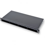 Патч-панель LANS под 24 модуля, 1U, 19“,на 4 сплайс-кассеты,черная фотография