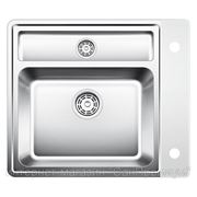Blanco STATURA 6-IF Crystal (белое стекло) Кухонная мойка врезная, без крыла, с клапаном-автоматом, с коландером, нержавеющая сталь зеркальной фото