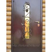 Стальная дверь «ПРЕСТИЖ» со стеклопакетом и ковкой фото