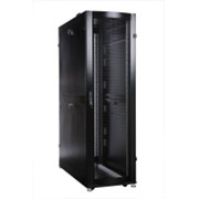 Шкаф серверный ПРОФ напольный 48U (600x1200) дверь перфор., задние двойные перфор., черный, в сборе фотография