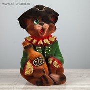 Копилка “Кот пират“, флок, коричневая, 22 см фото