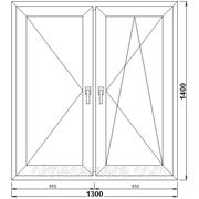 Двустворчатое окно с поворотной и поворотно-откидной створками 1300*1400 Rehau, двухкамерное