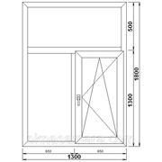 Двустворчатое окно с фрамугой и поворотно-откидной створкой 1300*1800 Rehau, двухкамерное