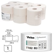 Бумага туалетная 200 м, VEIRO Professional (Система T2), КОМПЛЕКТ 12 шт., Basic, T102 фото