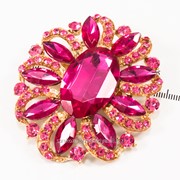 Брошь ''Крупный камень'' с цветными мелкими камнями и стразами,( 5 см) 222093(14) фото