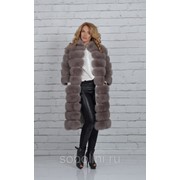 Шуба из песца поперечного пошива на крючках “ Destiny“, 100 см длина, под заказ фото