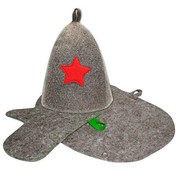 Набор для бани “Красная звезда“ (шапка, коврик, рукавица) фотография