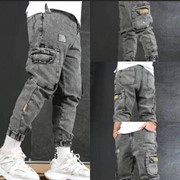 Мужские джинсы карго серые фото