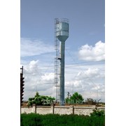 Башня водонапорная из листовой стали толщиною 4 и 6 мм, вес - 12482 кг, объем - 50 м. куб., высота - 22 м, диаметр опоры - 2000 мм. фото