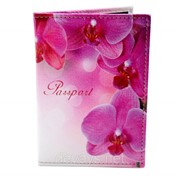Обложка для паспорта из кожзама Орхидеи фото