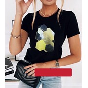 Женская футболка с геометрическими узорами 52-60 р. черная
