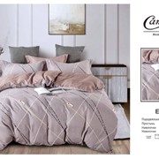 Комплект постельного белья Евро из сатина “Candie's“ Серо-сиреневый с бежевыми и черными пунктирными линиями и фотография