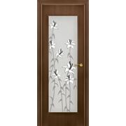 Межкомнатная ламинированная дверь Портал, стекло Лилии, цвет Венге фото