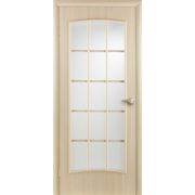 Межкомнатная ламинированная дверь Кантри со стеклом Крезет, цвет Беленый дуб (продольный) фото