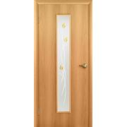 Межкомнатная ламинированная дверь Матисс со стеклом Льдинка, цвет Груша фото