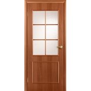 Межкомнатная ламинированная дверь Ордер, стекло Абстракто, цвет Итальянский орех фото