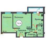 ЖК "Лея-Север" 2-х ком. квартира 79,1м2, ул. Кошкарбаева/Кордай
