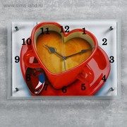 Часы настенные, серия: Кухня, “Чашка кофе сердце“, микс 25х35 см фото