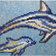 Стекляная мозаика EZARRI Панно D-15, размер 2,52 x 1,48 м (два дельфина)