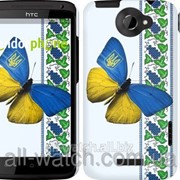 Чехол на HTC One X Желто-голубая бабочка “1054c-42“ фотография