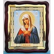 Икона Умиление Божья матерь, в фигурном киоте, с багетом Храмовая, 43х50 фотография