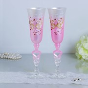 Набор свадебных бокалов «Совет для любовь», с сердцем на ножке, розовый фотография