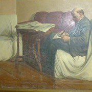 Картина АНТИКВАРНАЯ “Ленин за работой в кабинете“.Холст,масло- 1956г фотография