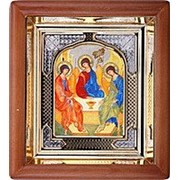 Икона Троица, аналойная, риза, 17х19 фотография