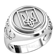 Серебряный перстень Герб Украины. фотография